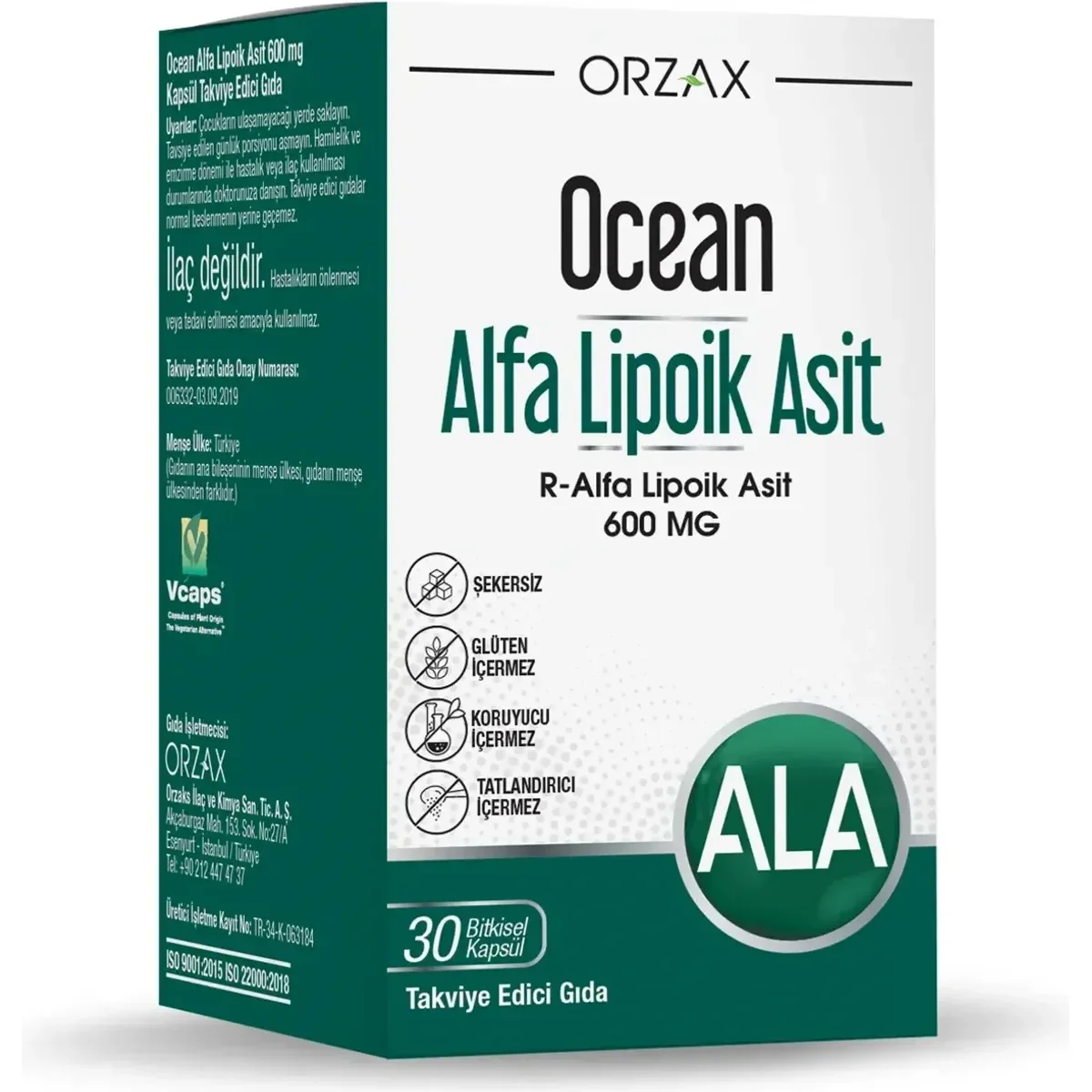 Ocean Alfa Lipoik Asit 600 mg Bitkisel Kapsül 30 Kapsül