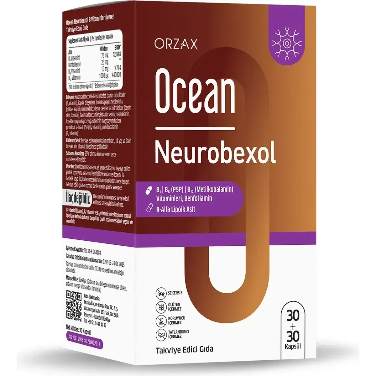 Ocean Neurobexol 60 Kapsül (R-Alfa Lipoik Asit + Aktif B Vitaminleri)