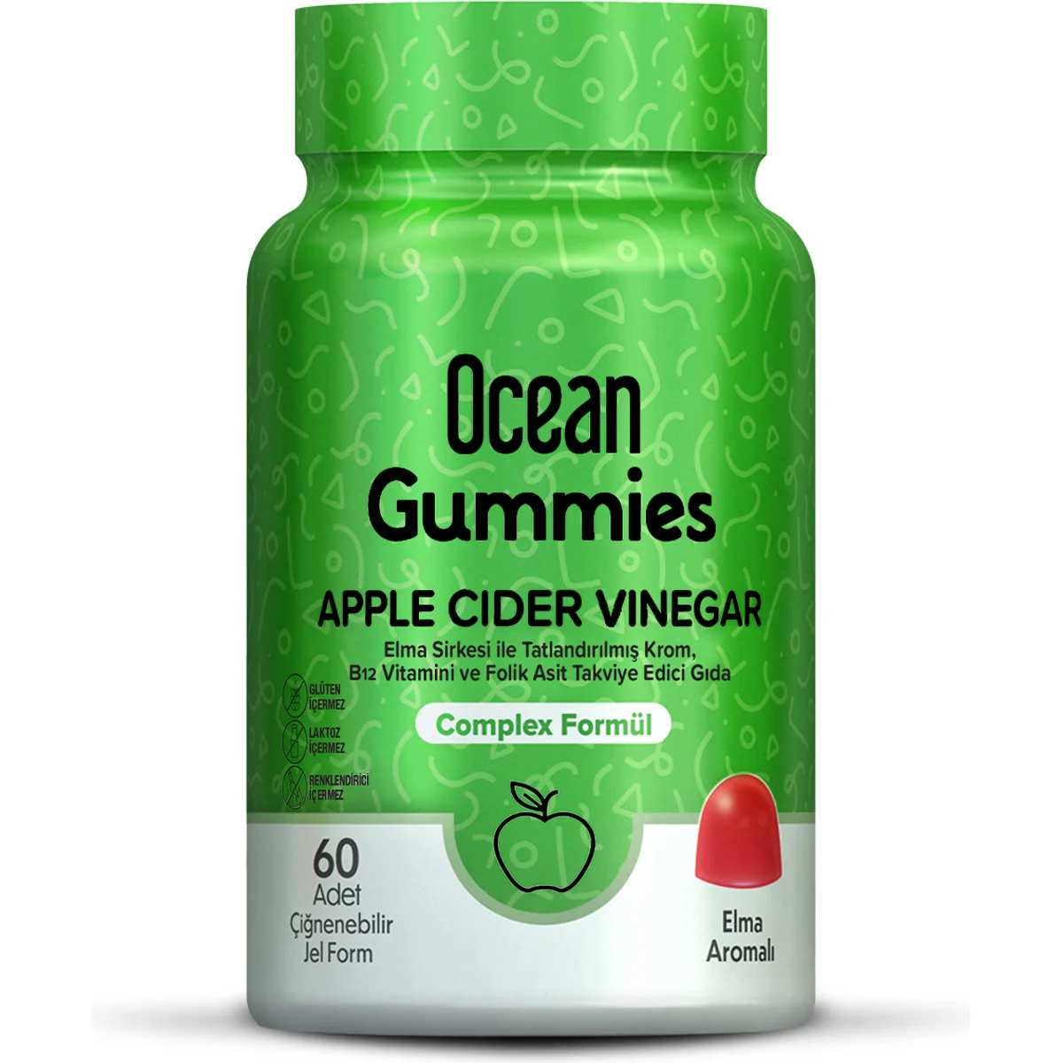 Ocean Gummies Apple Cider Vinegar 60 Çiğnenebilir Jel