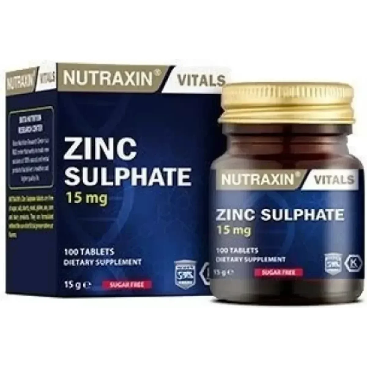 Nutraxin Zinc Sulphate (Çinko) 100 Tablet - Çinko Mineral Tabletleri - NUTRAXIN Vitamin ve Destek.