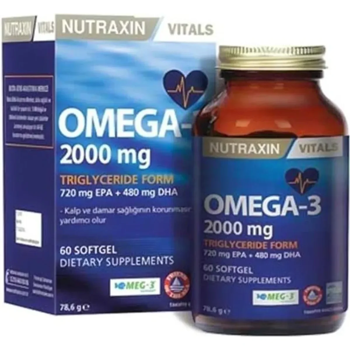 Nutraxin Omega 3 Balık Yağı 2000 mg 60 SoftGel