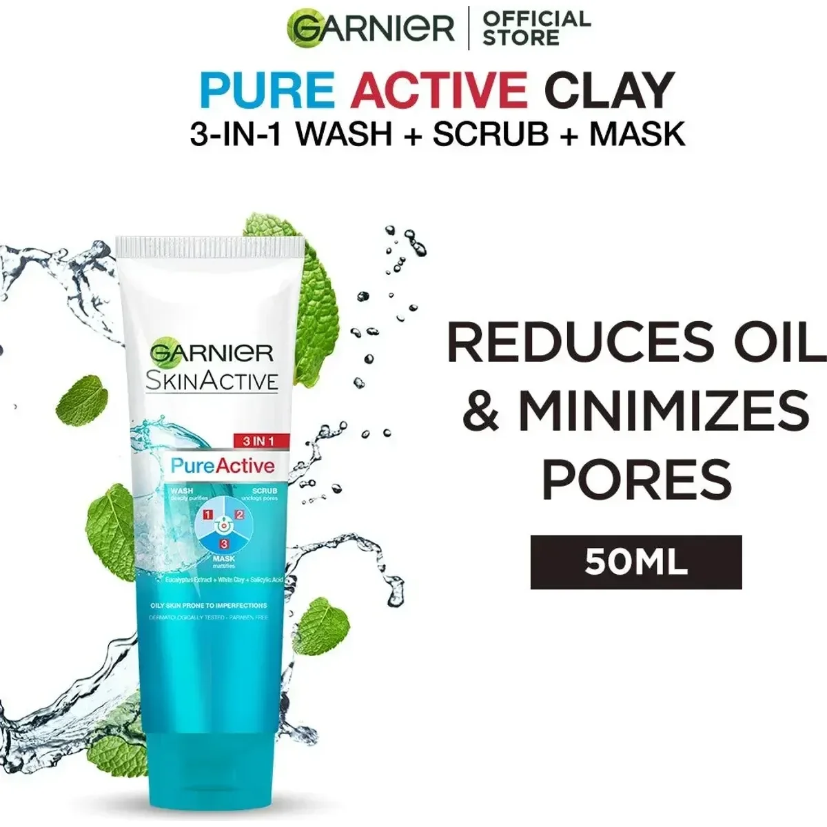 Garnier Pure Active 3-in-1 Wash Scrub Mask